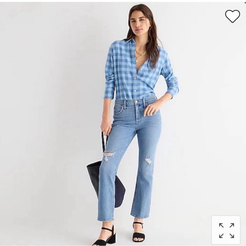 J.Crew Demi-Boot Crop Distressed Jean in Rocky Shore Wash Sz 30 BH771 Light Wash